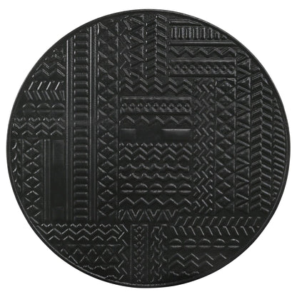 2 Piece Nesting Table With Embossed Tops And Base - Black
