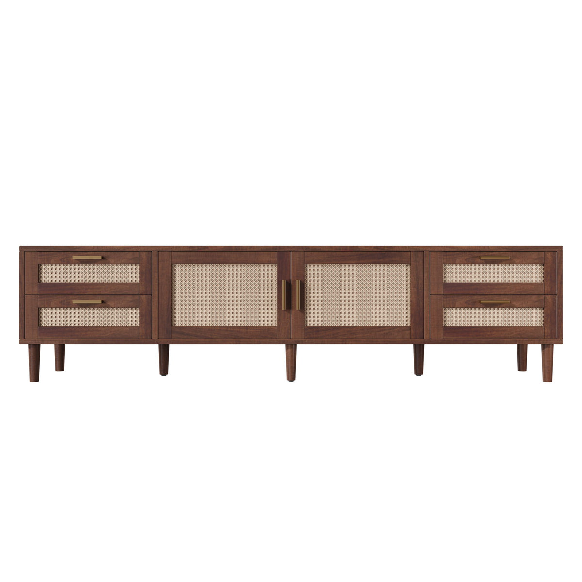 TV Stand, Media Console With 4 Drawers, Soft Closing Hinges - Dark Brown