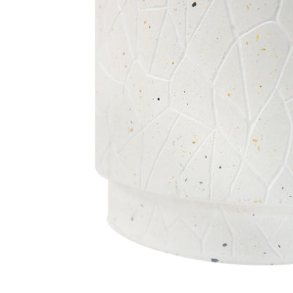 Outdoor Terrazzo Concrete Drum End Table, Living Room Accent Table - White Terrazzo