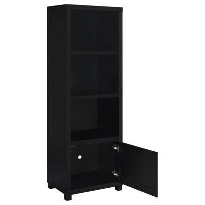 Sandl - 3 Shelf Media Tower With Cabinet Storage Solution - Black