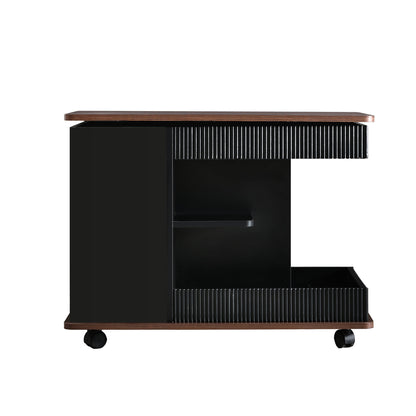Adjustable End Table With Wheels, 360°Rotating Top And Storage Space