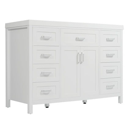 Bathroom Vanity With Sink, 2 Doors 8 Drawers, Soft Close System, Classic Design