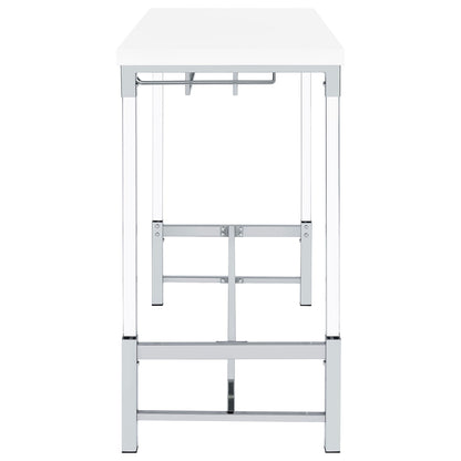 Tonneson - Bar Table With Trestle Base And Wine Storage - White