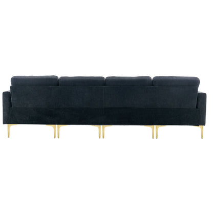 Modern L - Shape Convertible Sectional Sofa With Movable Ottoman
