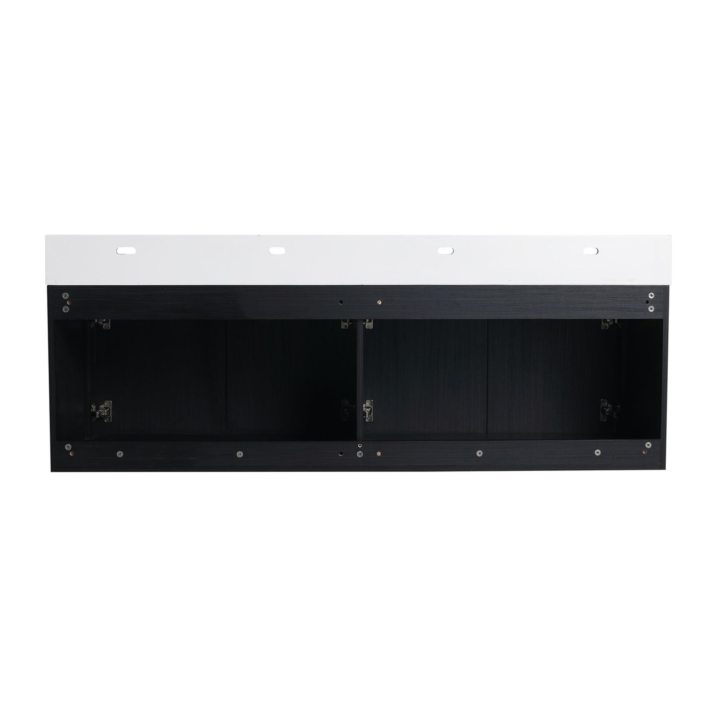 Modern Wall Mounted Bathroom Vanity With Resin Sink And Storage Rack