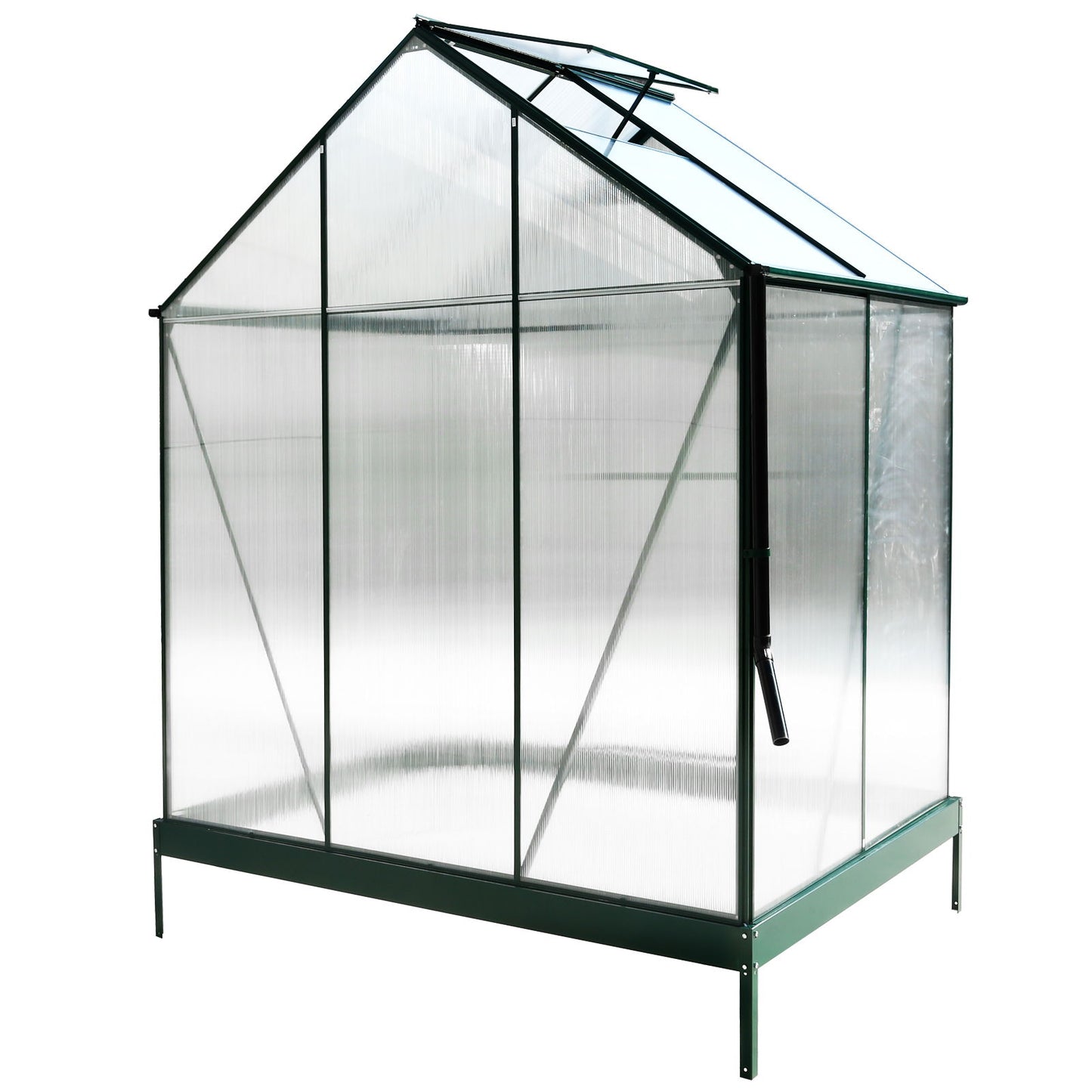 Polycarbonate house, Heavy Duty Outdoor Aluminum Walk-In House Kit With Rain Gutter, Vent And Door For Backyard Garden