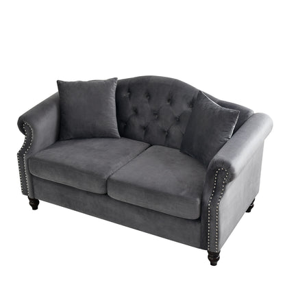 2 Seater Chesterfield Sofa With Rolled Arms And Nailhead Trim For Living Room