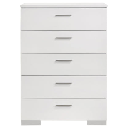 August - 6 Piece Queen Panel Bedroom Set With LED Lighting - White