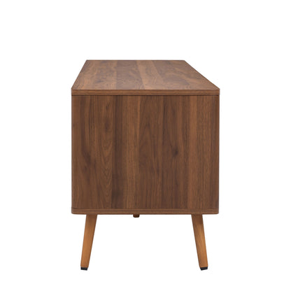 TV Stand With 2 Drawers, Media Console Table For TVs Up To 80'' For Living Room - Walnut