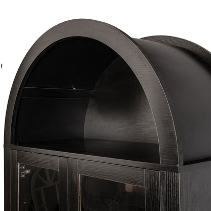 Fluted Tall Arched Pantry Cabinet With Adjustable Shelves