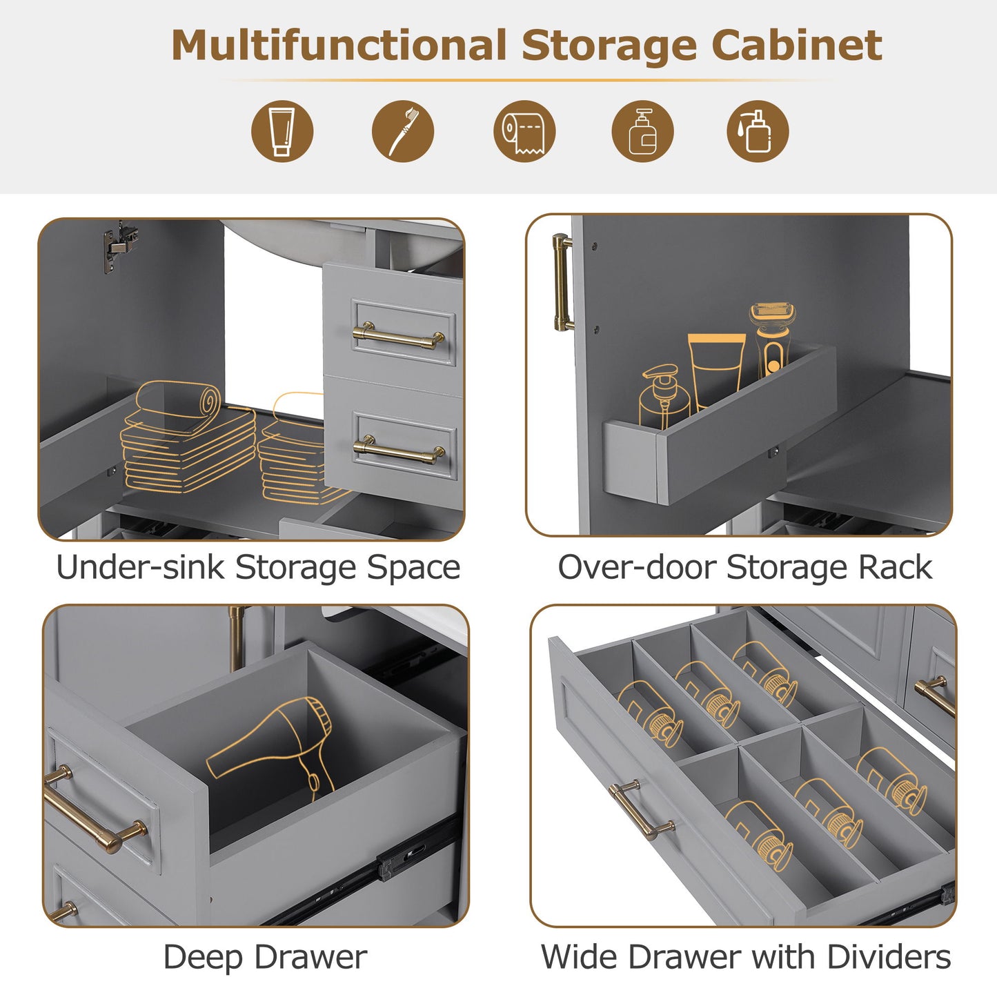Traditional Bathroom Vanity Set With Soft Close Doors