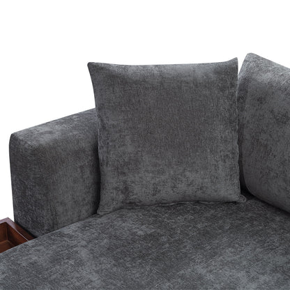 Modern L Shaped Sectional Sofa With Upholstery And Wooden Storage