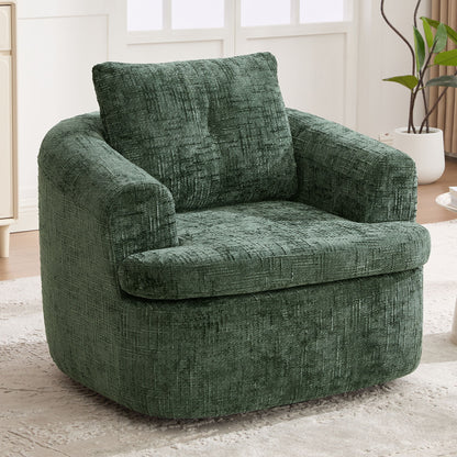 Modern Swivel Barrel Chair With Dual-Layer Cushion