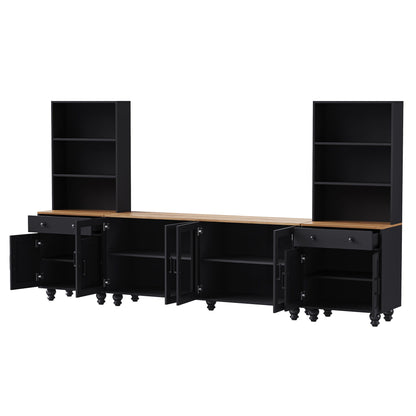 Farmhouse TV Stand With Solid Wood Gourd Shaped Legs For TVs Up To 70"