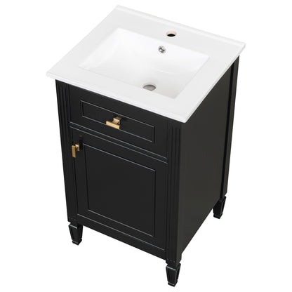 Bathroom Vanity With Sink, Adjustable Shelf, Tilt-Out Drawer