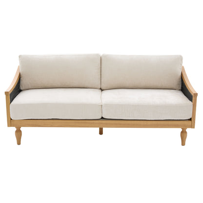 3 Seater Sofa With Rattan Armrests
