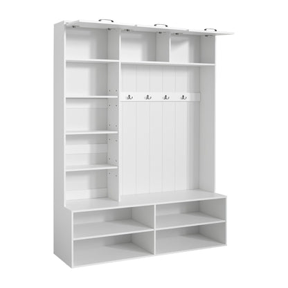 Farmhouse Hall Tree & Bench And Shoe Storage