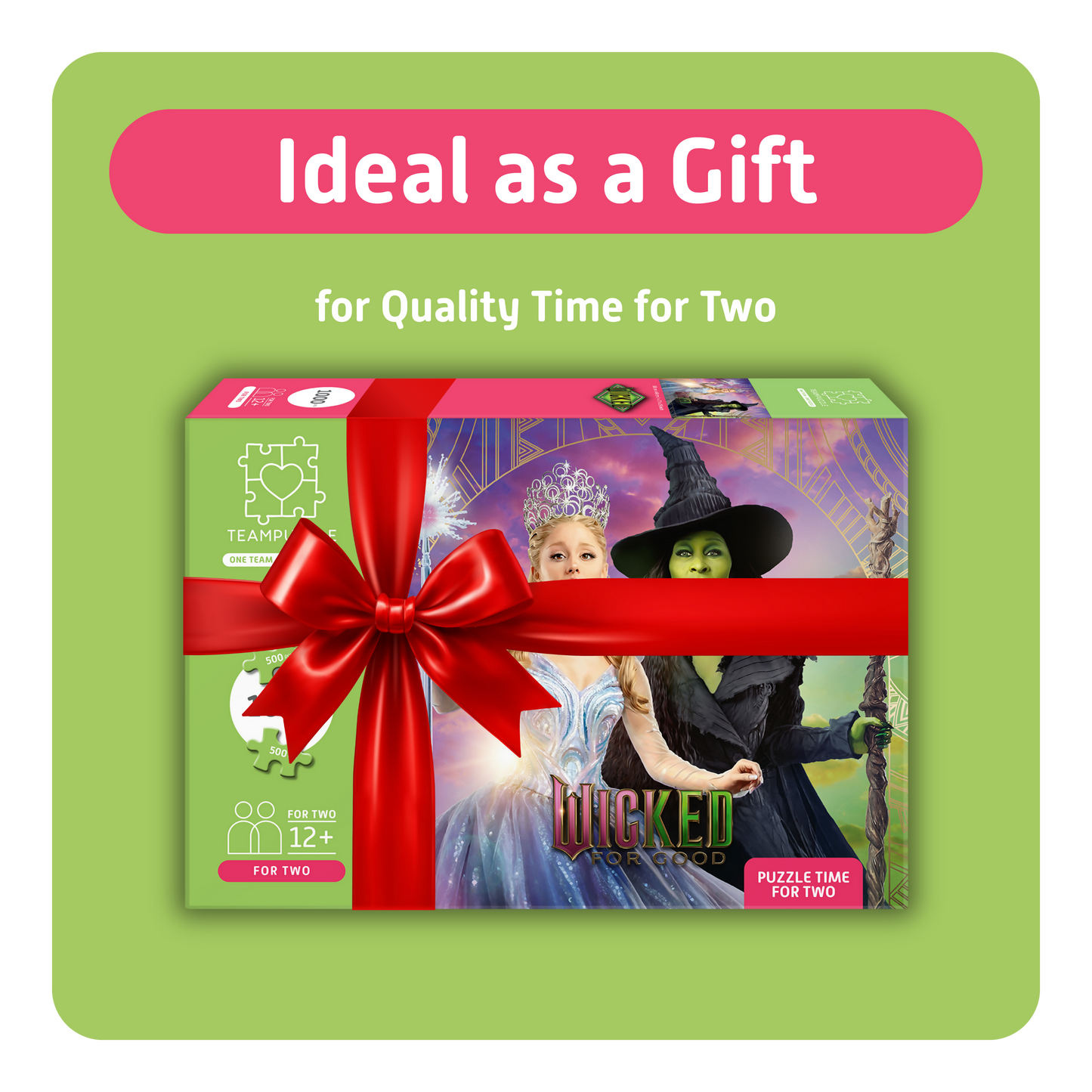 TEAMPUZZLE FOR TWO: Wicked: For Good – 1,000-Piece Couple's Jigsaw Puzzle – Includes Scan & Explore – Ages 12+