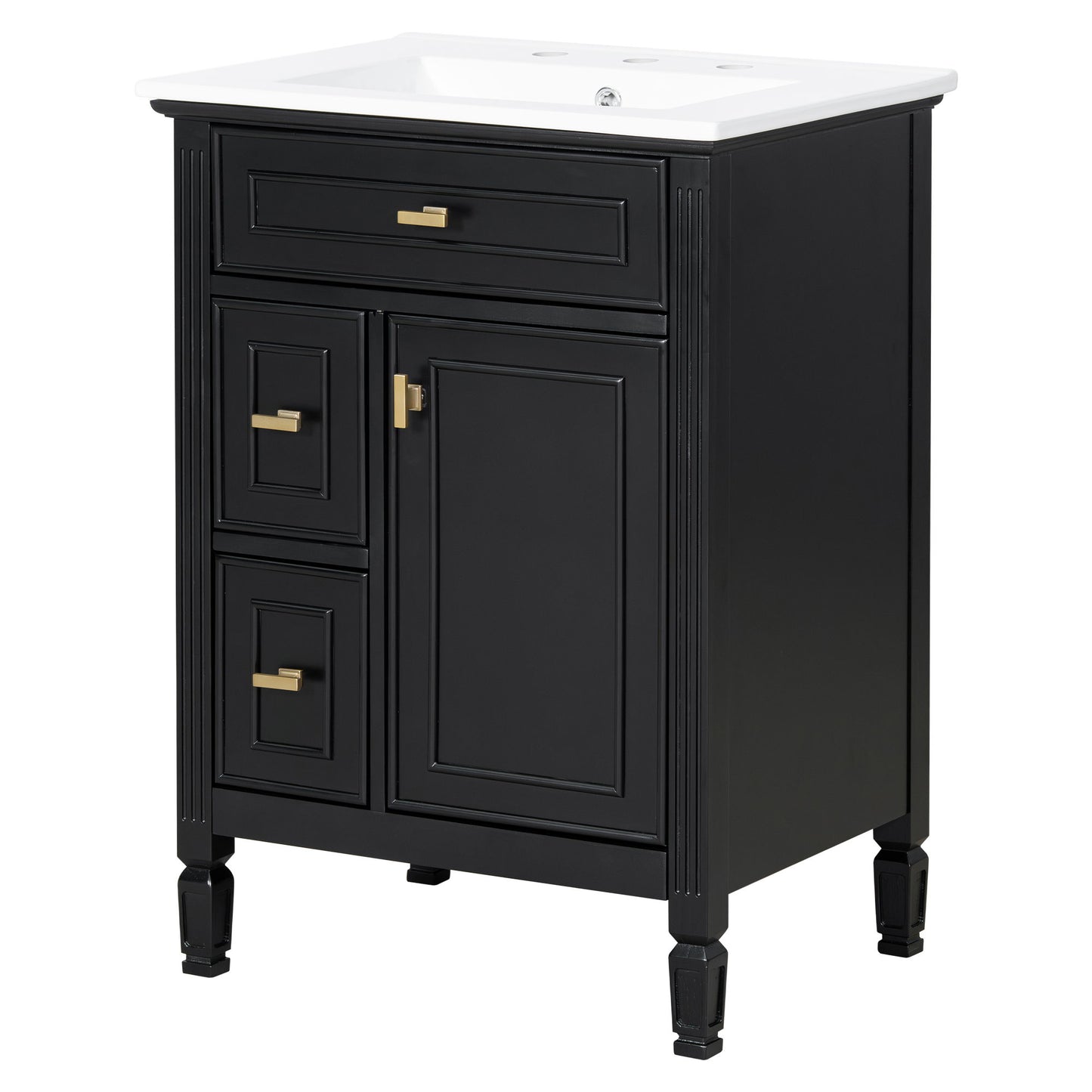 Modern Bathroom Vanity With Sink, Flip Drawer, 2 Drawers, Adjustable Shelf