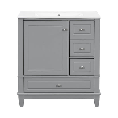 Freestanding Bathroom Vanity With Sink, Soft Close Door, 3 Drawers