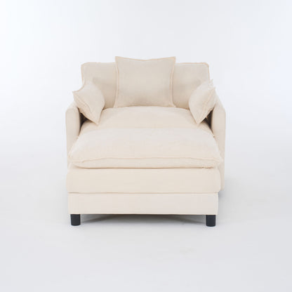 Accent Chair With Ottoman - Beige