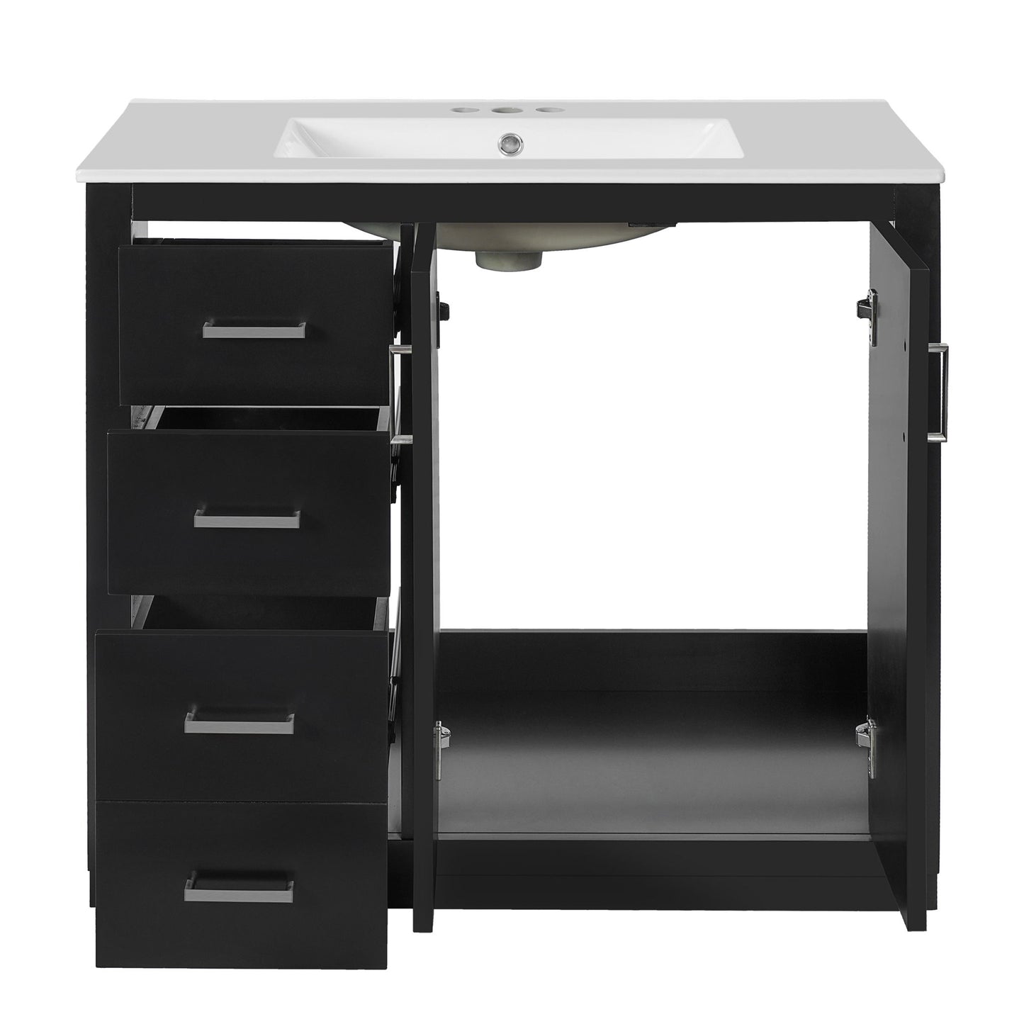 Bathroom Vanity With Sink Combo, Storage Cabinet, Freestanding Set With 3 Drawers & Soft Closing Doors