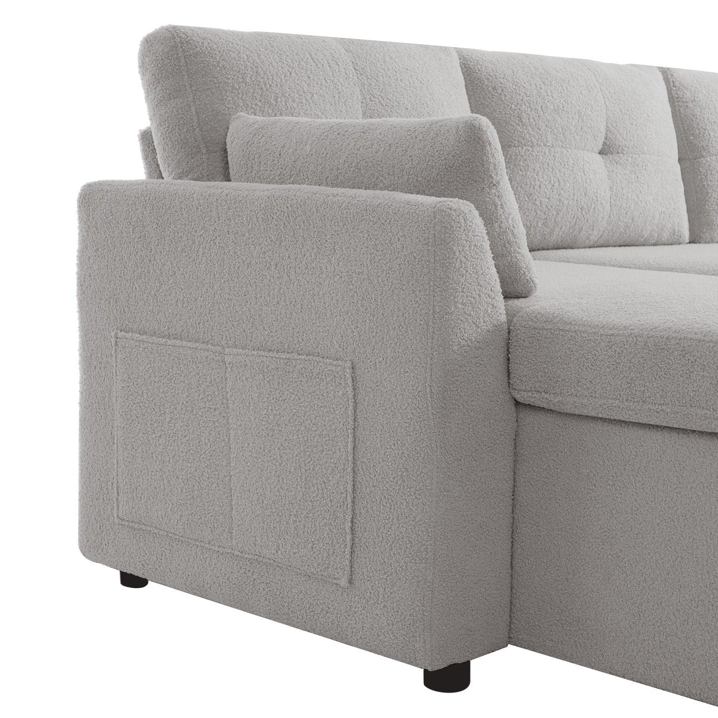 U-Shaped Sectional Sofa Bed With Storage And USB Ports