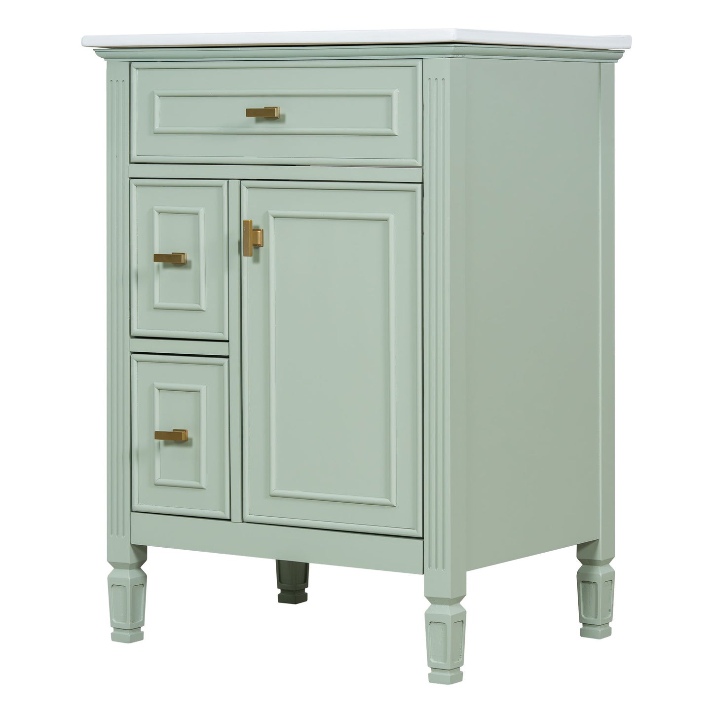 Bathroom Vanity With Sink, Flip Drawer, 2 Drawers, Adjustable Shelf