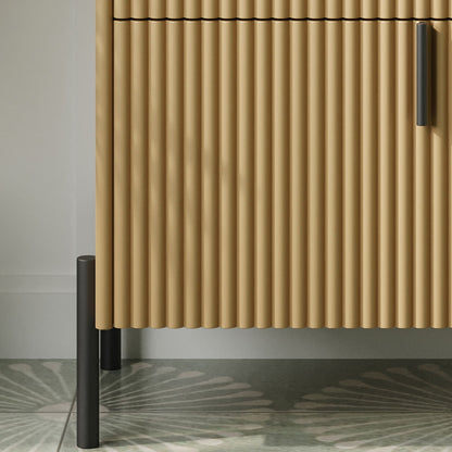 Fluted Bathroom Vanity With Ceramic Sink, Freestanding Design