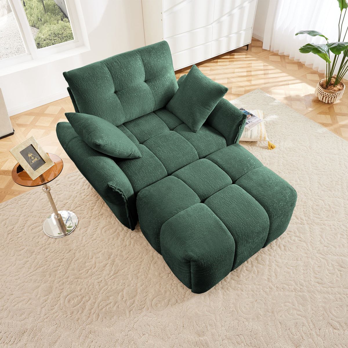 Ergonomic Single Seater Sofa With Ottoman, High Resilience Support Cushions