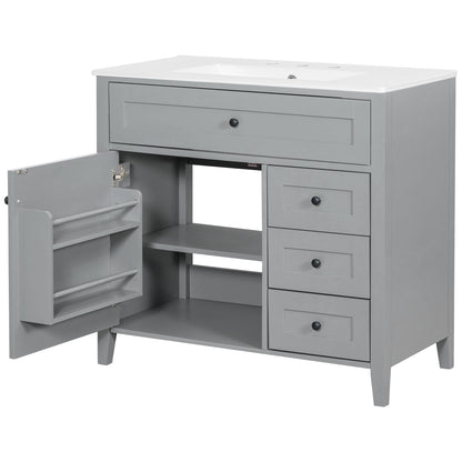Bathroom Vanity With Sink, Cabinet With 3 Drawers And Adjustable Shelf