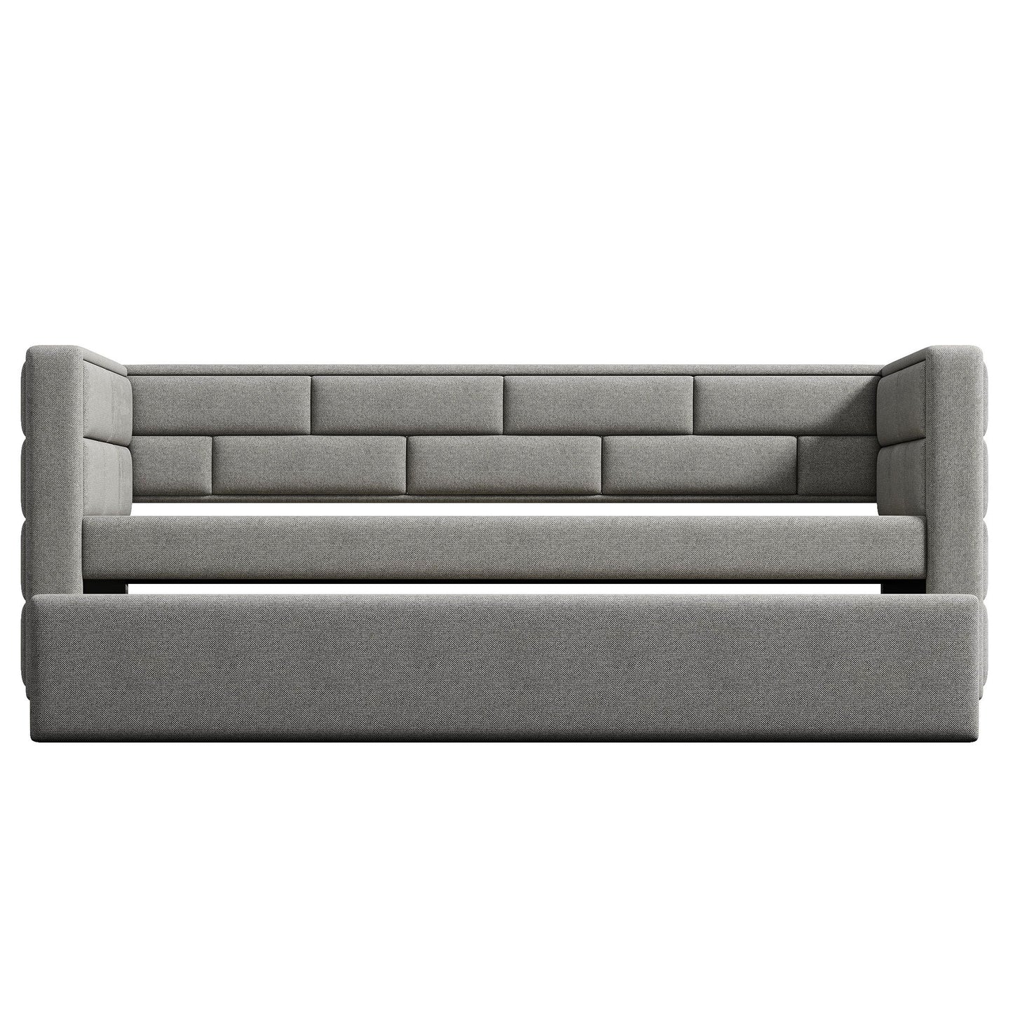 Upholstered Twin Size Daybed With Trundle, Padded Back And Sides - Gray