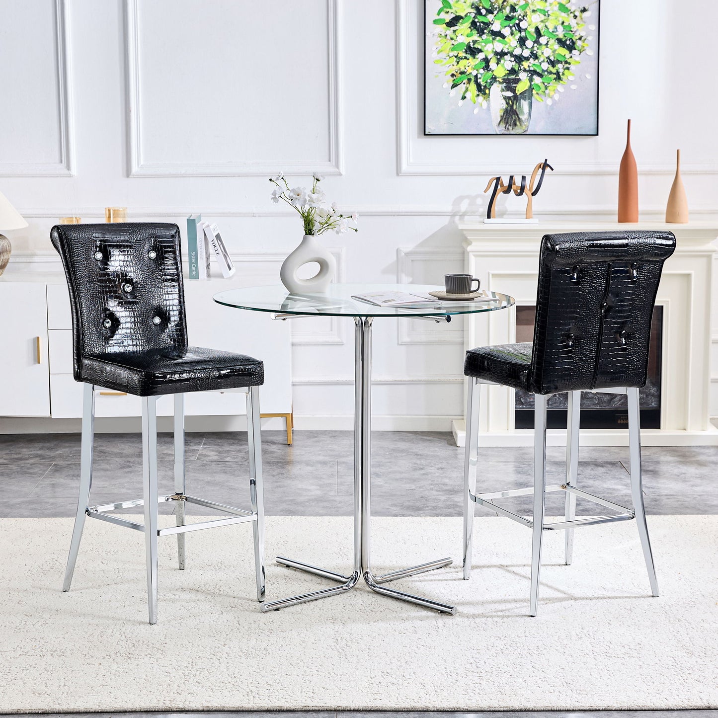 Bar Chairs & Crystal Clasp Design (Set of 2)