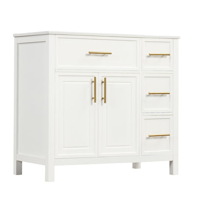 Modern Bathroom Vanity With Sink Top, 2 Doors And 3 Drawers