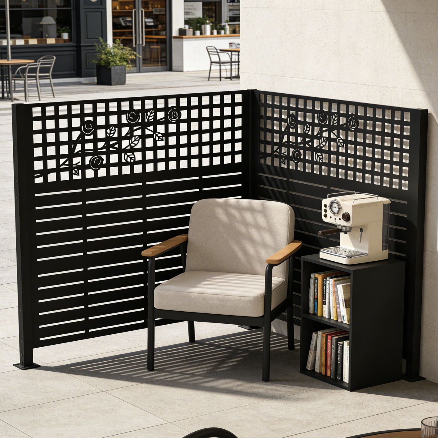 2 Panels Privacy Screen, Outdoor Privacy Panels, Trash Can Enclosure, Air Conditioner Fence - Black
