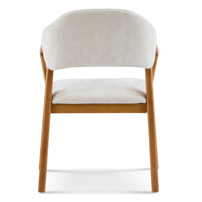 Indoor Upholstered Dining Armchair (Set of 2) - Beige / Teak