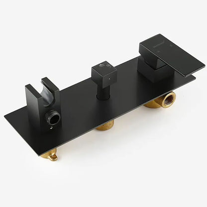 Brass Shower System With 10" Rainfall Shower Head And Handheld Sprayer - Matte Black