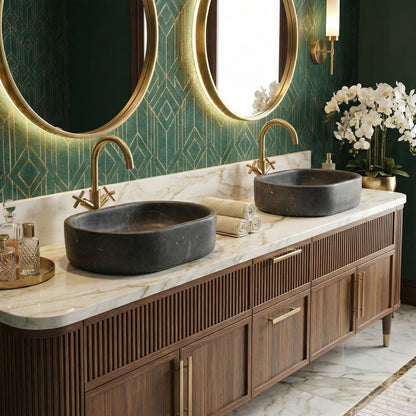 Bathroom Vessel Sink, Semi Polished Surface