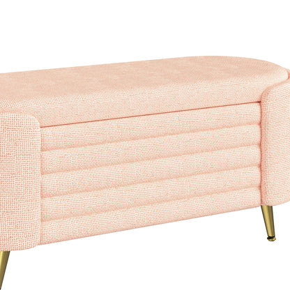 Modern Oval Storage Ottoman With Upholstery