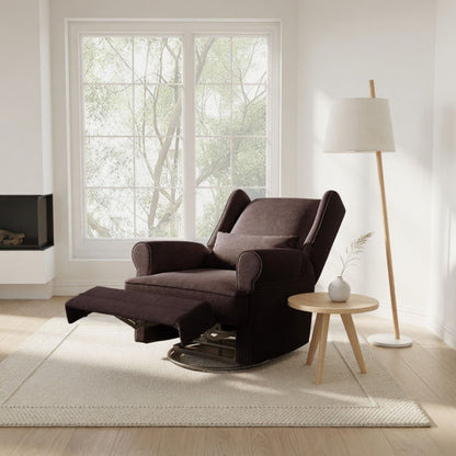 Extra Wide Swivel Recliner Glider Chair With Footrest - Brown