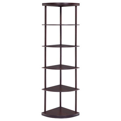 Corner Bookcase With 5 Shelves, Compact Design For Living Room - Cappuccino