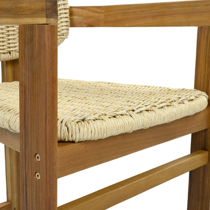 Outdoor Accent Armchairs For Patio (Set of 2) - Natural / Teak