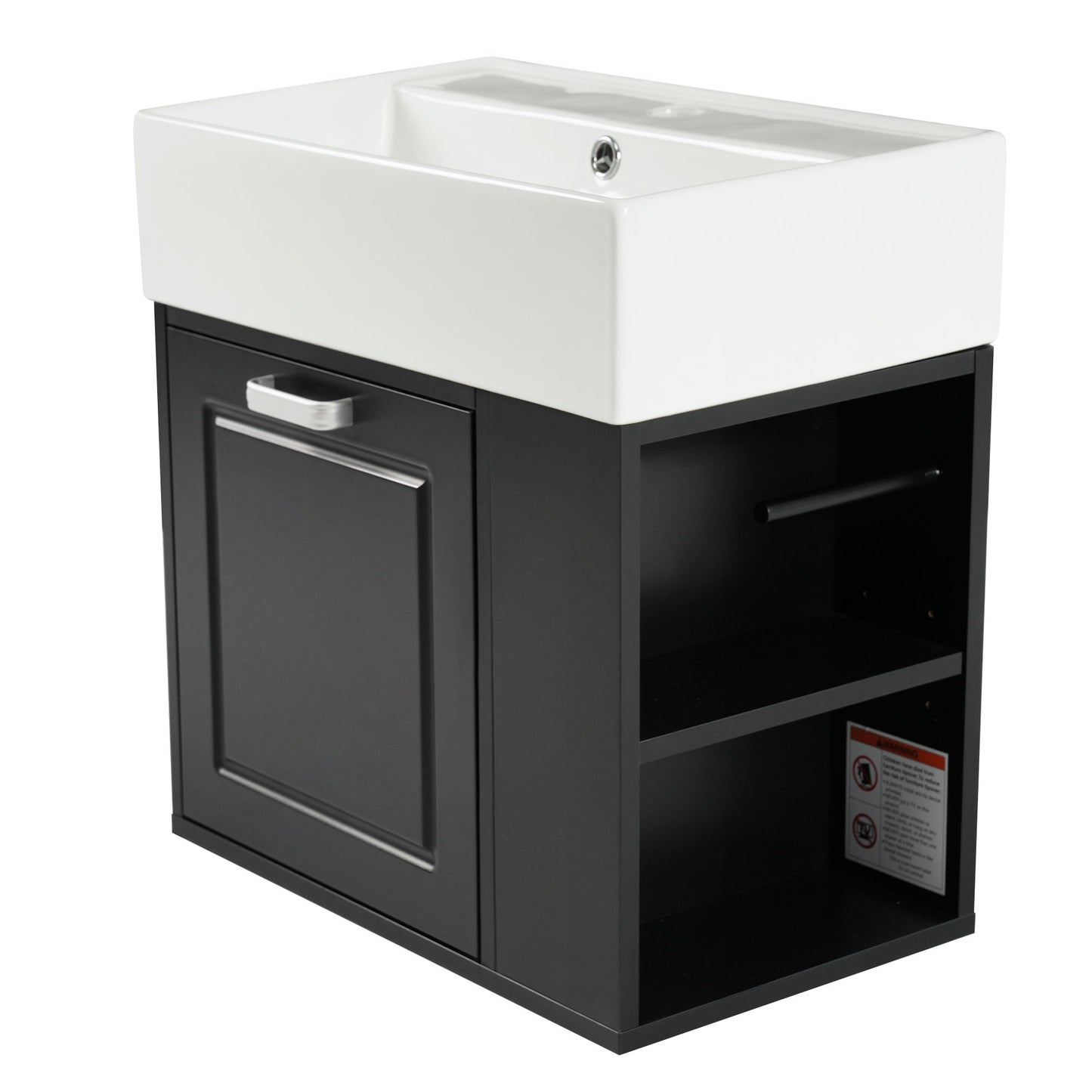 Modern Wall Mounted Bathroom Vanity With Sink, Soft Close Drawer, Adjustable Shelf, Toilet Paper Holder