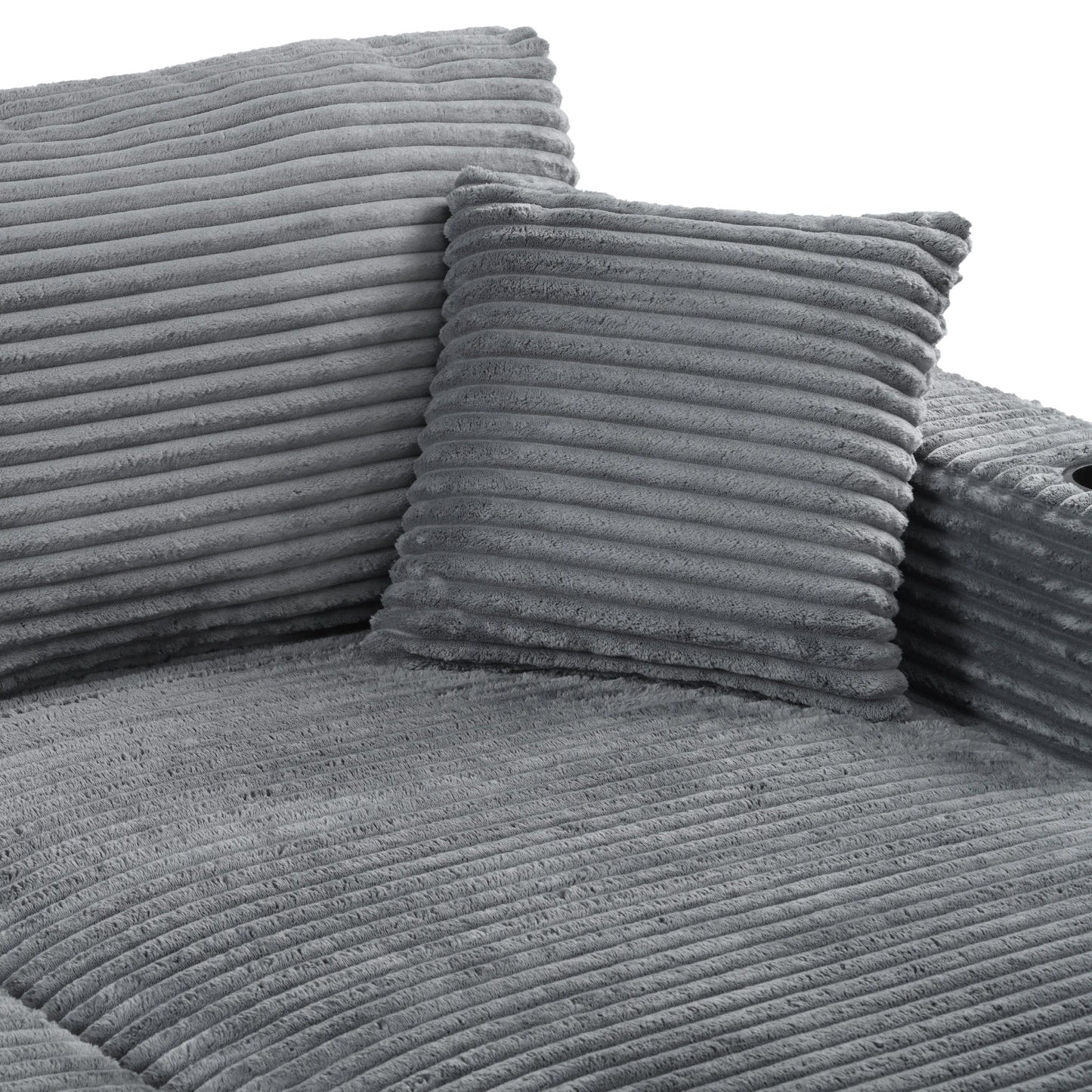Oversized Loveseat Chaise With 2 USB Ports, 2 Cup Holders And 2 Throw Pillows