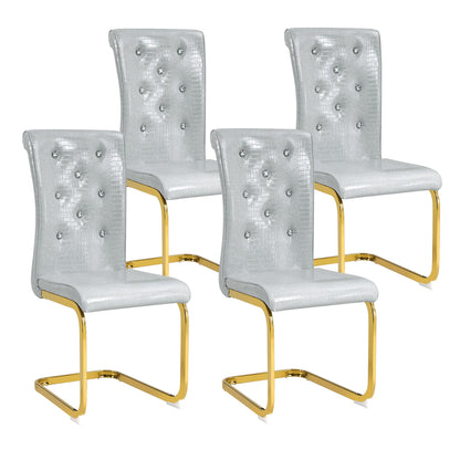 Elegant Design Alligator Skin Upholstered Dining Chairs