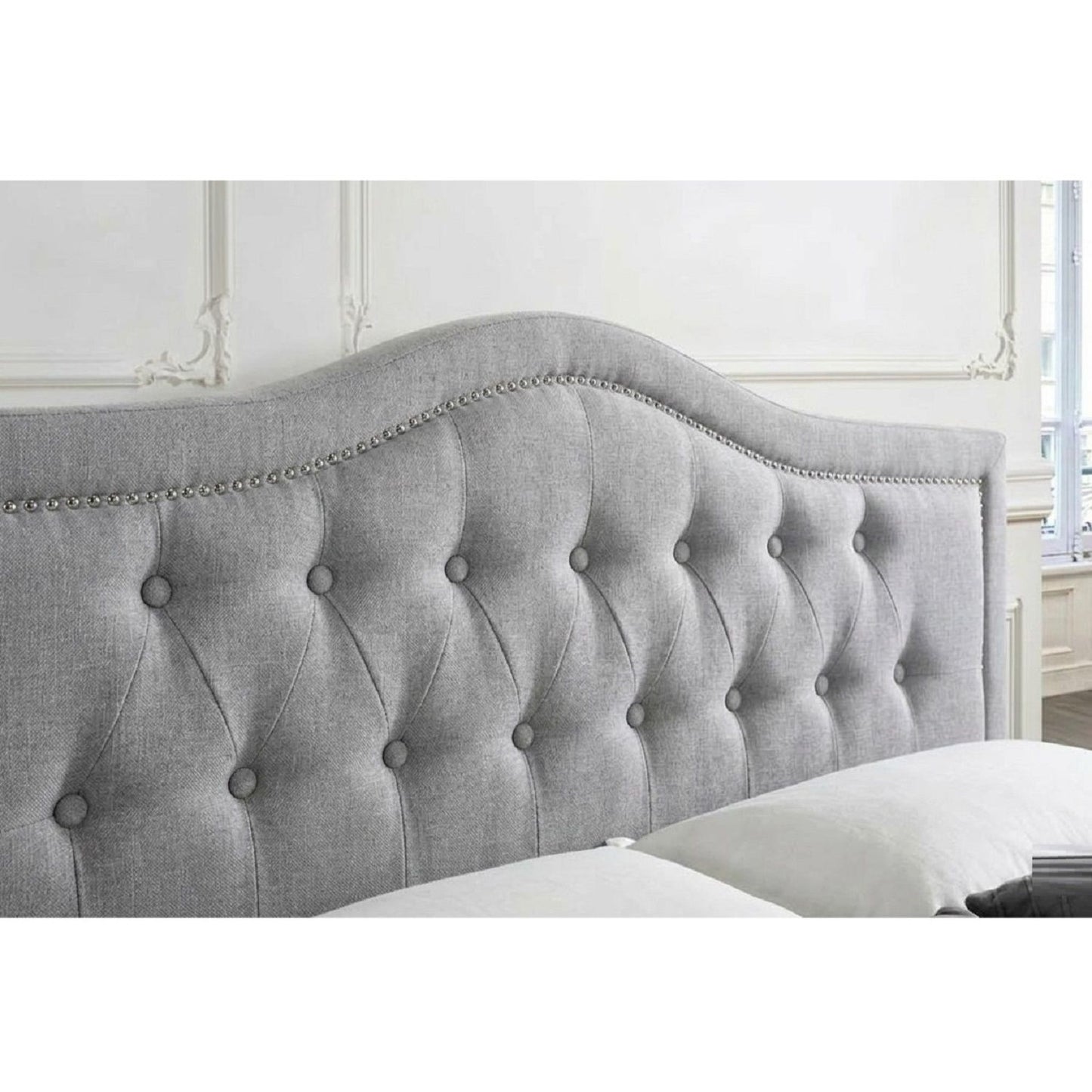 European Style Bed, Button Tufted Headboard