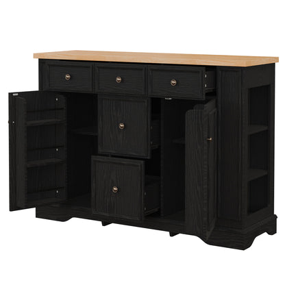 Sideboard Buffet Cabinet With 5 Drawers, 2 Cabinets, Adjustable Shelves