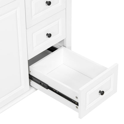 Modern Bathroom Vanity With Sink, 3 Drawers & 2 Doors