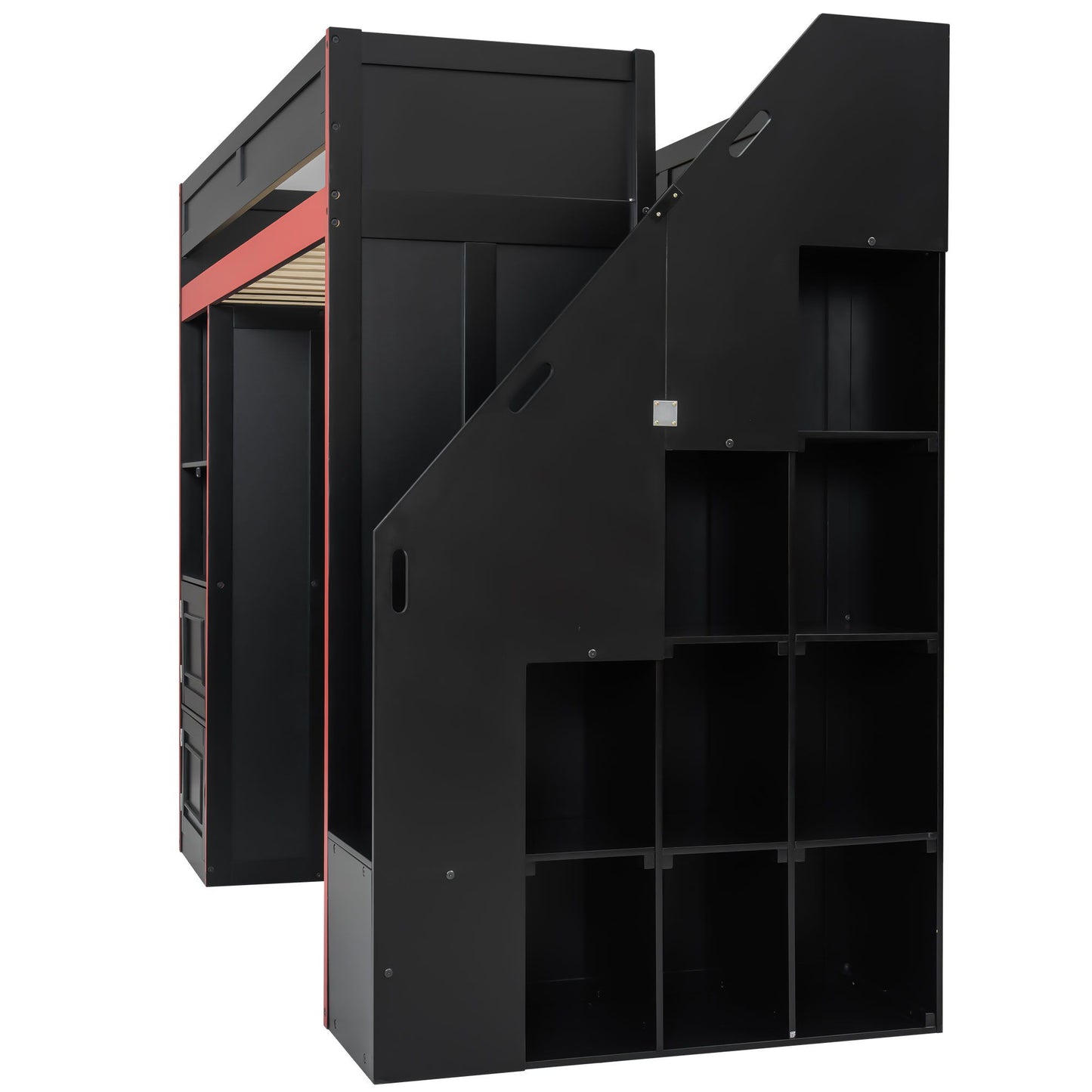 Gaming Loft Bed With Desk And Storage, LED Lights