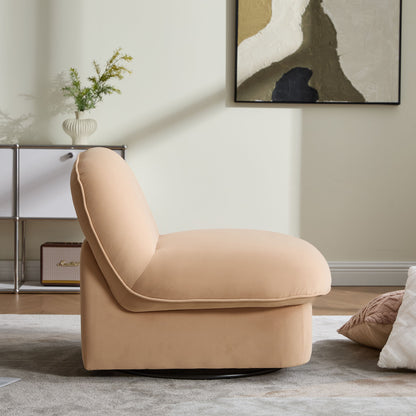 Pumpkin Shaped Swivel Accent Chair, 360 Degree Rotation For Living Room